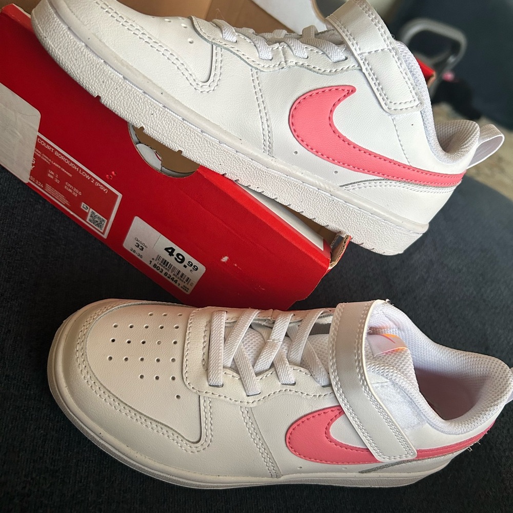 Nike Kids White and Pink Sneakers